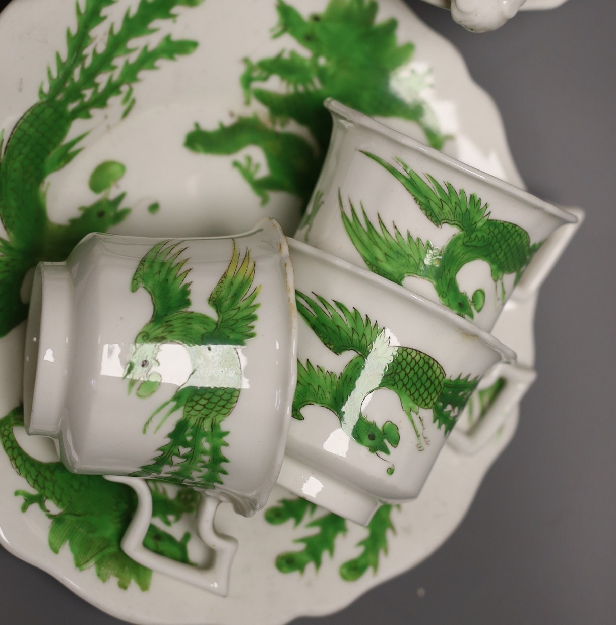 An early 19th century part dragon designed tea set, possibly Ridgeways